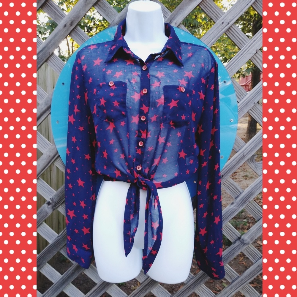 LOVE CULTURE sheer blouse with stars